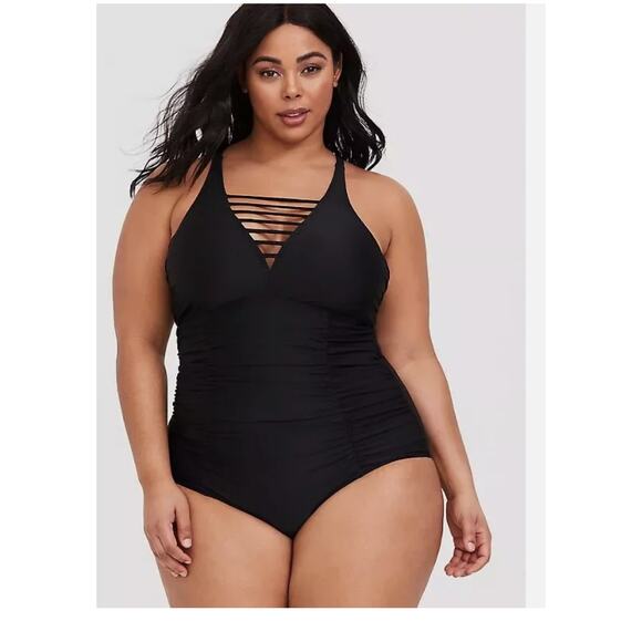 Torrid Womens One Piece Swim Suit Size 2x Black Flirt Collection NEW with tags - Picture 1 of 9